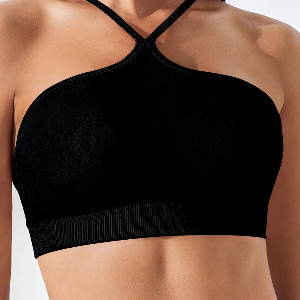 Top esportivo com decote halter, ideal para primavera e verão, perfeito para passeios casuais, festas e uso diário.